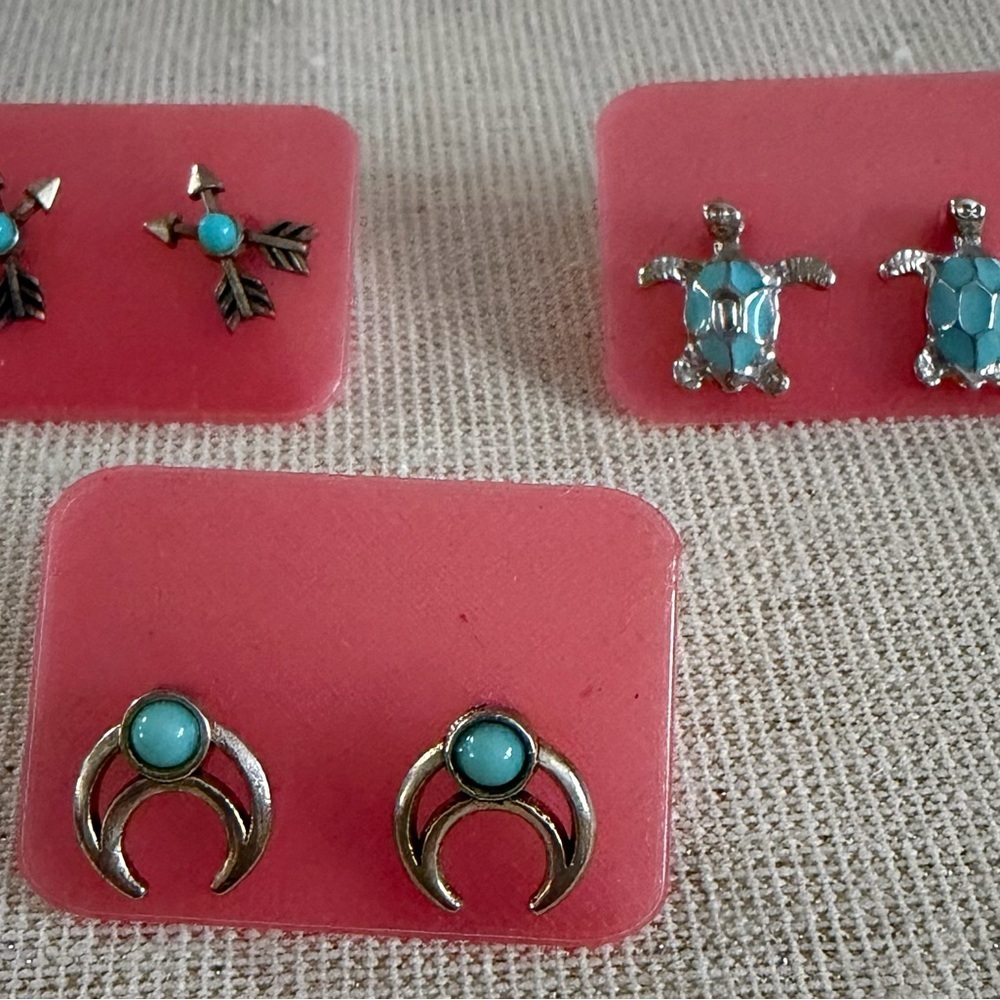 Silver and Turquoise Earrings Set